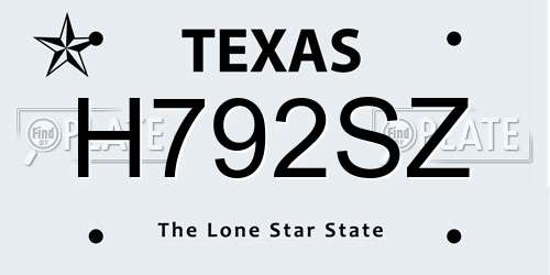 H792SZ Texas License Plate