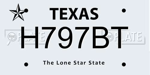 H797BT Texas License Plate