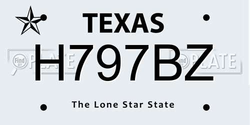 H797BZ Texas License Plate