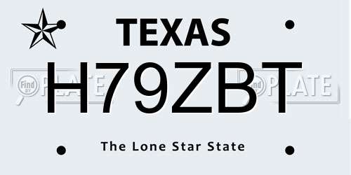 H79ZBT Texas License Plate