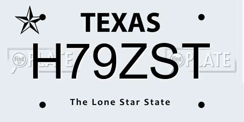 H79ZST Texas License Plate