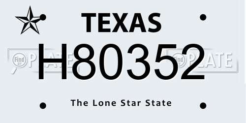 H80352 Texas License Plate