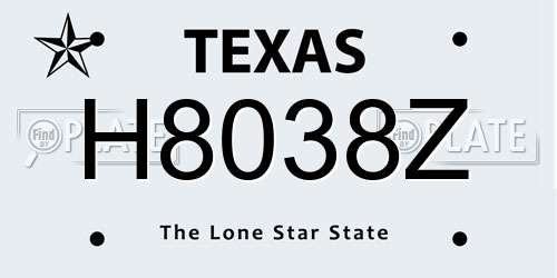 H8038Z Texas License Plate