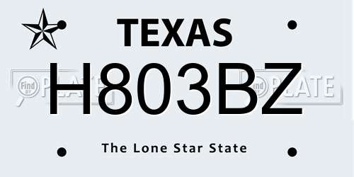 H803BZ Texas License Plate