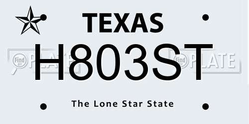 H803ST Texas License Plate