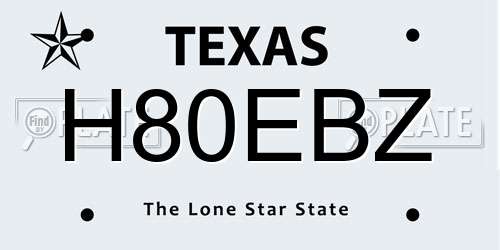 H80EBZ Texas License Plate