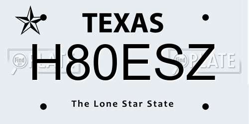 H80ESZ Texas License Plate