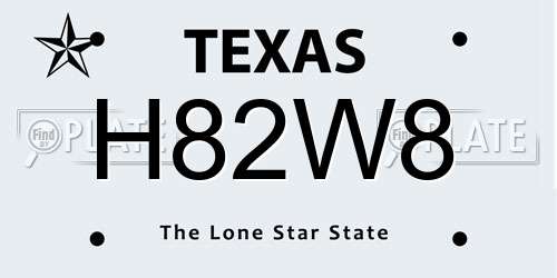 H82W8 Texas License Plate