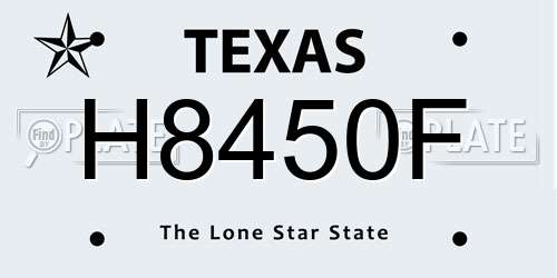 H8450F Texas License Plate