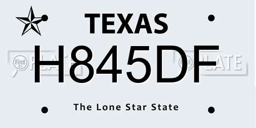 H845DF Texas License Plate