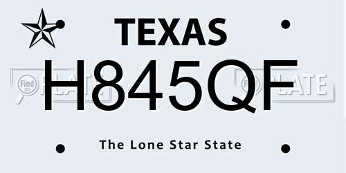 H845QF Texas License Plate