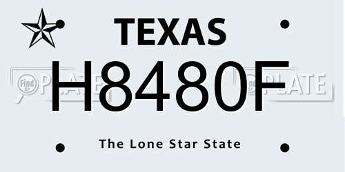 H8480F Texas License Plate