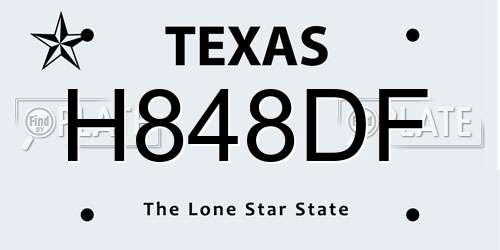 H848DF Texas License Plate