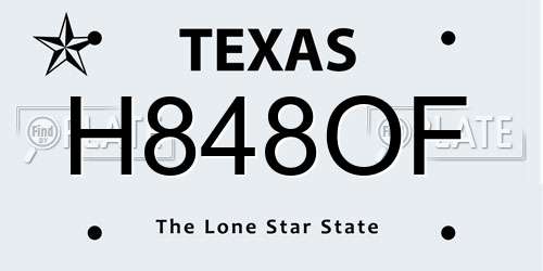 H848OF Texas License Plate