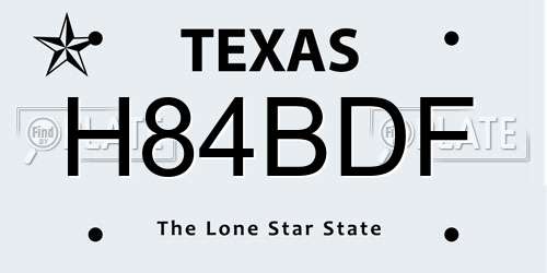H84BDF Texas License Plate