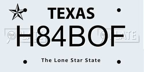H84BOF Texas License Plate