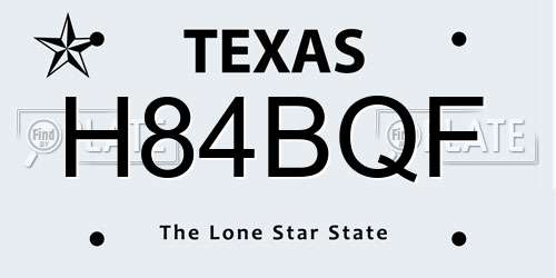 H84BQF Texas License Plate