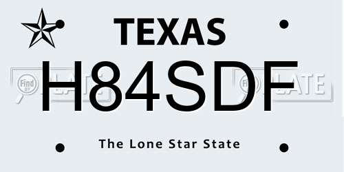 H84SDF Texas License Plate