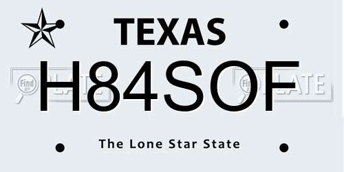 H84SOF Texas License Plate