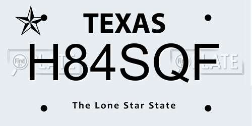 H84SQF Texas License Plate