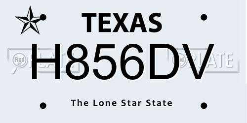 H856DV Texas License Plate