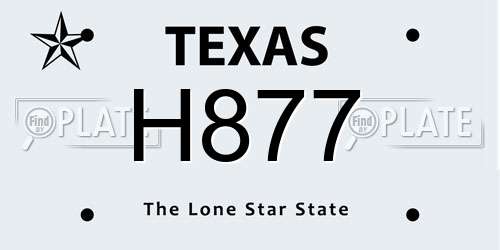H877 Texas License Plate