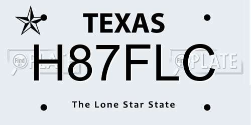 H87FLC Texas License Plate