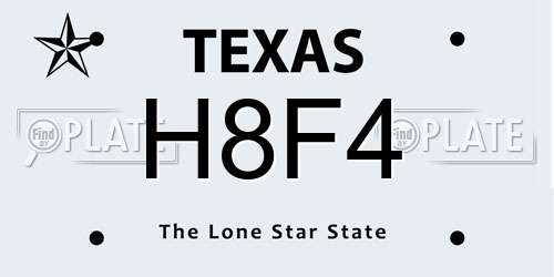H8F4 Texas License Plate