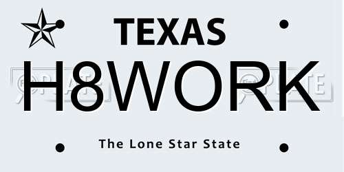 H8WORK Texas License Plate