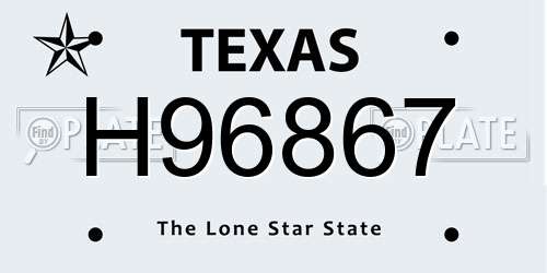 H96867 Texas License Plate