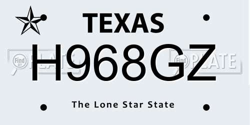 H968GZ Texas License Plate