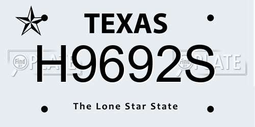 H9692S Texas License Plate