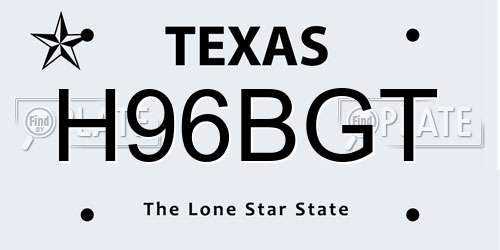 H96BGT Texas License Plate