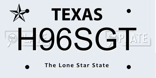 H96SGT Texas License Plate
