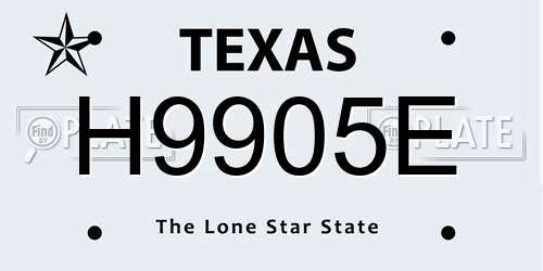 H9905E Texas License Plate