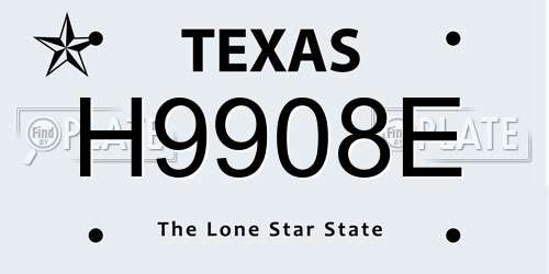 H9908E Texas License Plate