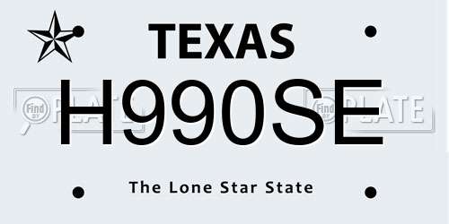 H990SE Texas License Plate