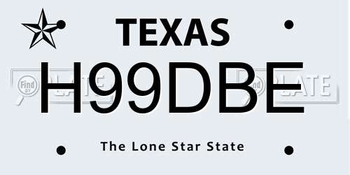 H99DBE Texas License Plate