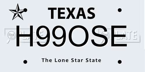 H99OSE Texas License Plate
