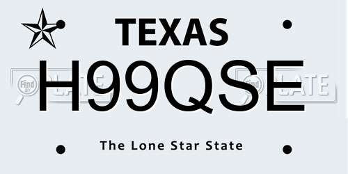 H99QSE Texas License Plate