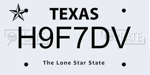 H9F7DV Texas License Plate