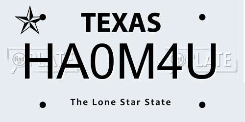 HA0M4U Texas License Plate