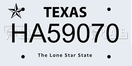 HA59070 Texas License Plate