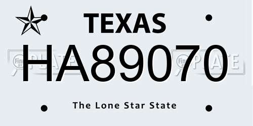 HA89070 Texas License Plate