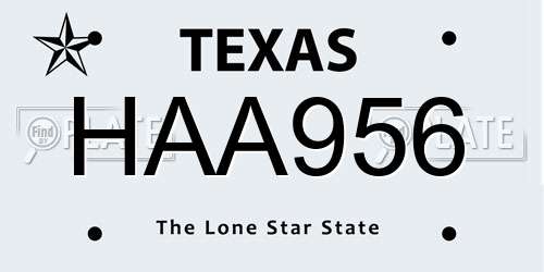HAA956 Texas License Plate