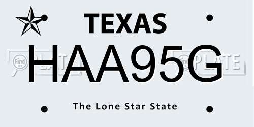 HAA95G Texas License Plate