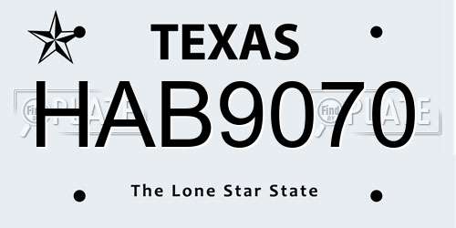 HAB9070 Texas License Plate