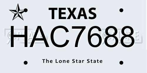 HAC7688 Texas License Plate
