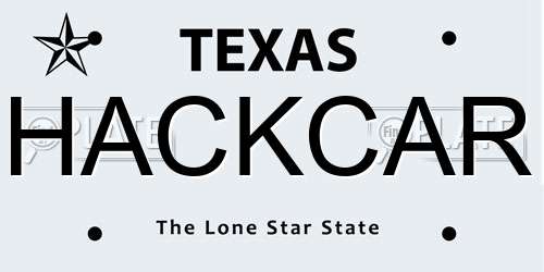HACKCAR Texas License Plate