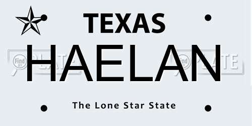 HAELAN Texas License Plate